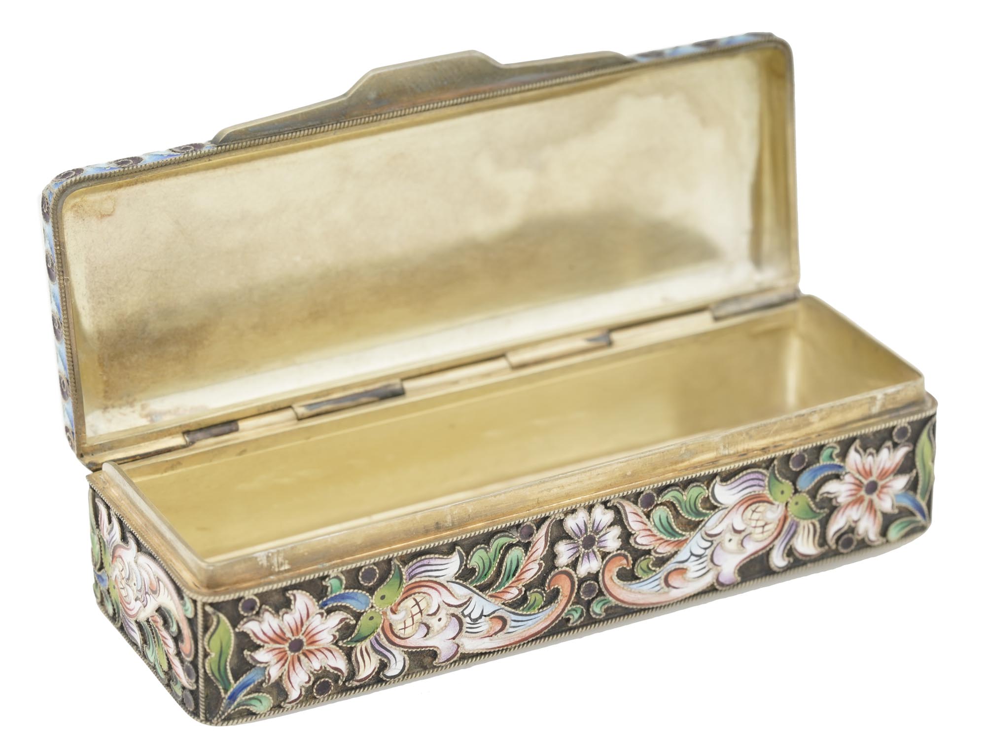 RUSSIAN SILVER AND ENAMEL CASKET PILL BOX PIC-2